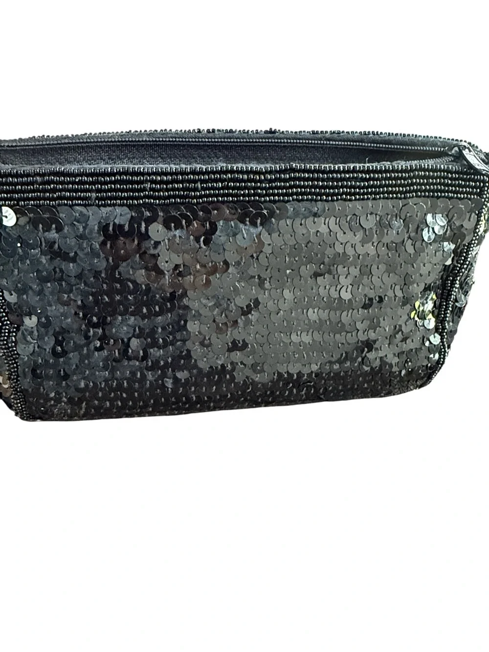 Vintage Joan Bari Black Sequin Beaded Slouchy Clutch/evening Bag